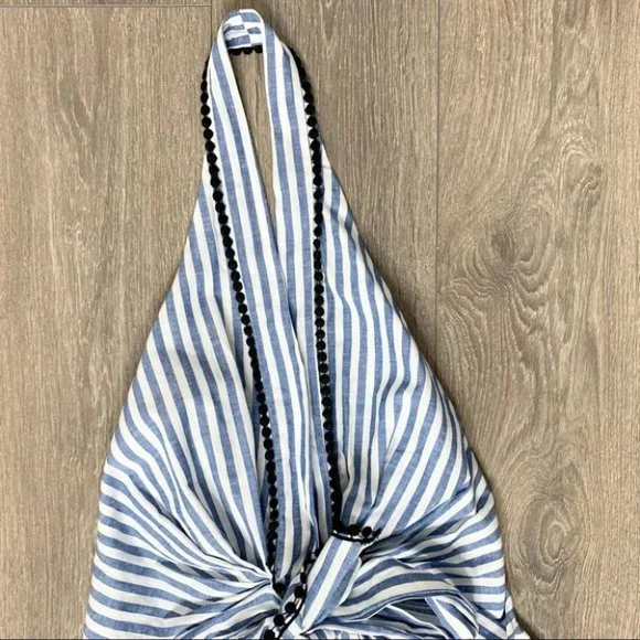 Zara Striped Tie Front Halter Top Blue & White Size Small - Picture 4 of 16